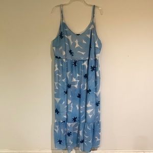 Lane Bryant Blue/White/Navy Spaghetti Strap Maxi Dress, Size 26/28